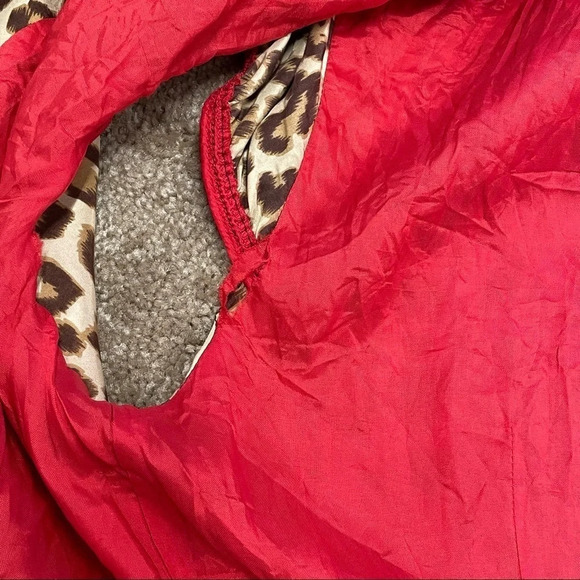 Boston Proper 100% Silk Animal Print Dress w red contrast buttons front Lined - Picture 8 of 12